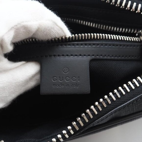 Authentic Gucci GG Supreme Sling Backpack Waist Crossbody Bag Black Leather Mens - Picture 13 of 14